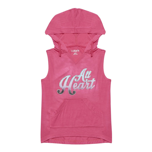 Studded Heart Hooded Top